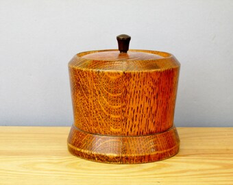 1930s Oak Tea Caddy Biscuit Barrel Cookie Jar Art Deco Container Cannister Storage Kitchen