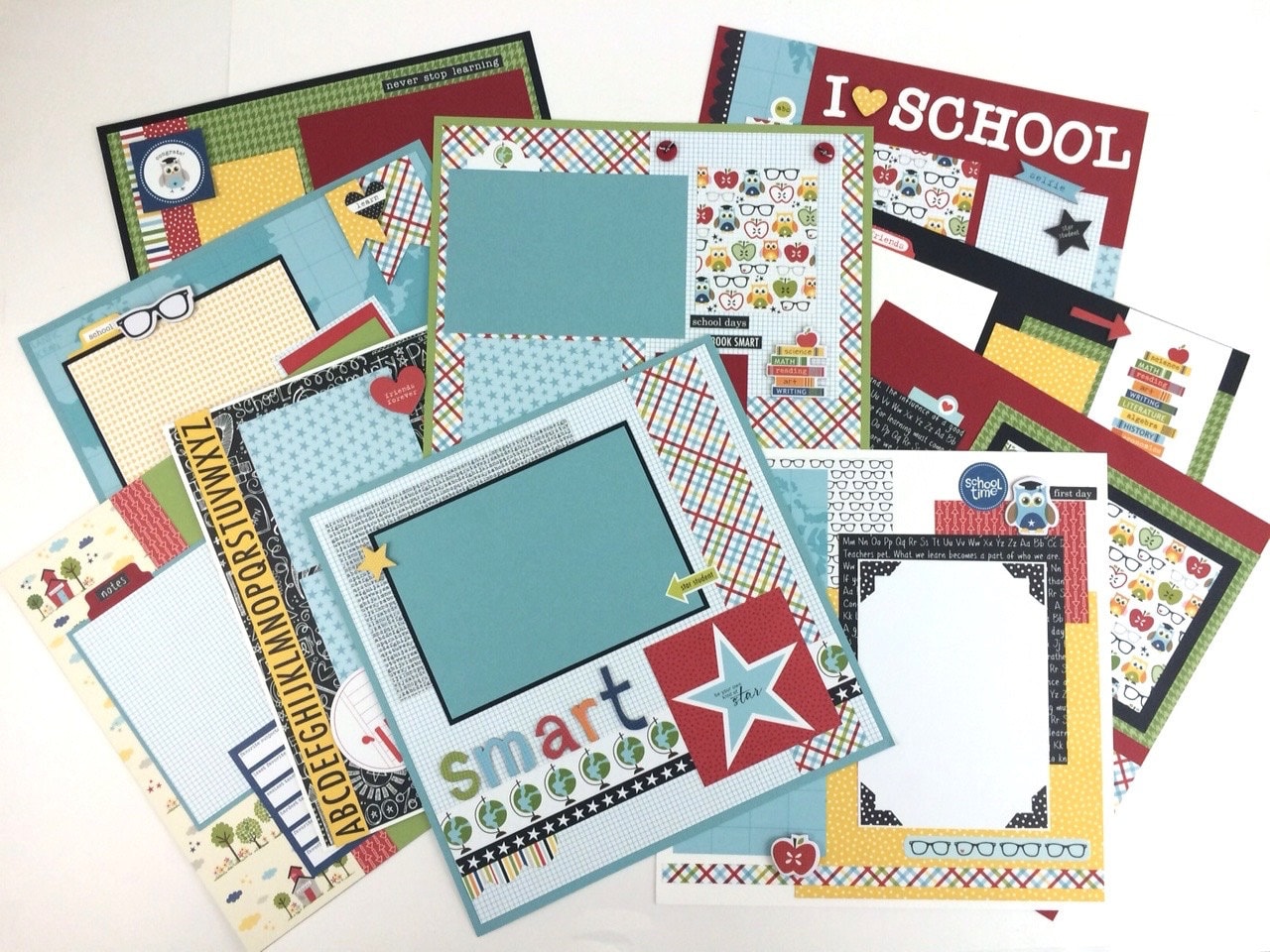 School Scrapbook Page Kit or Premade Pre-Cut with Instructions