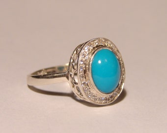 925 Sterling Silver Turquoise CZ Ring