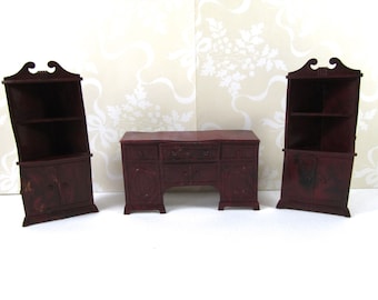 Vintage Jaydon Dollhouse Dining Room Furniture, Dollhouse Corner Cabinets and Dining Room Buffet, Dollhouse Dining Room Buffet 1:16