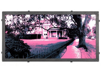 New Orleans Framed Silkscreen Print, Bendy Sidewalk in Garden District, LA