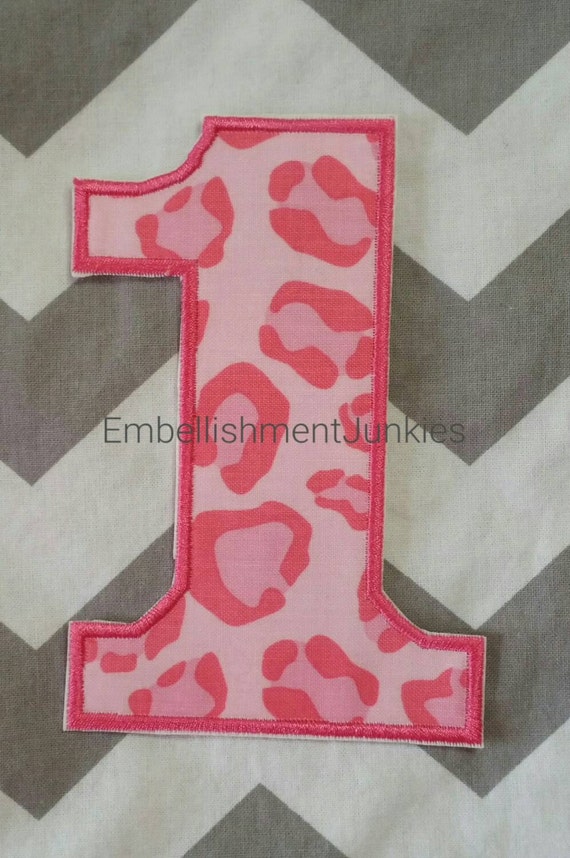 large pink cheetah print number 1 iron by hootyappliques on etsy