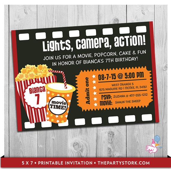 Printable Movie Birthday Party Invitations 1