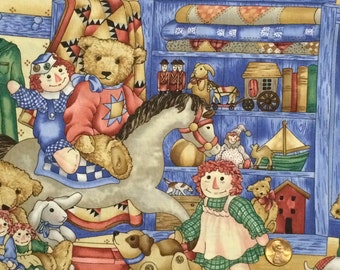 Cotton Fabric / Raggedy Ann Fabric / Timeless Treasures / Teddy Bear Fabric / Cotton Quilting Fabric / Quilting Fabric / Play Room Fabric