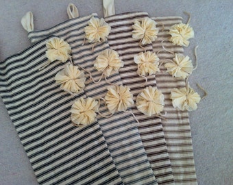 SALE!! French Christmas Stocking Ticking Stocking with Pom Pom (were 22)