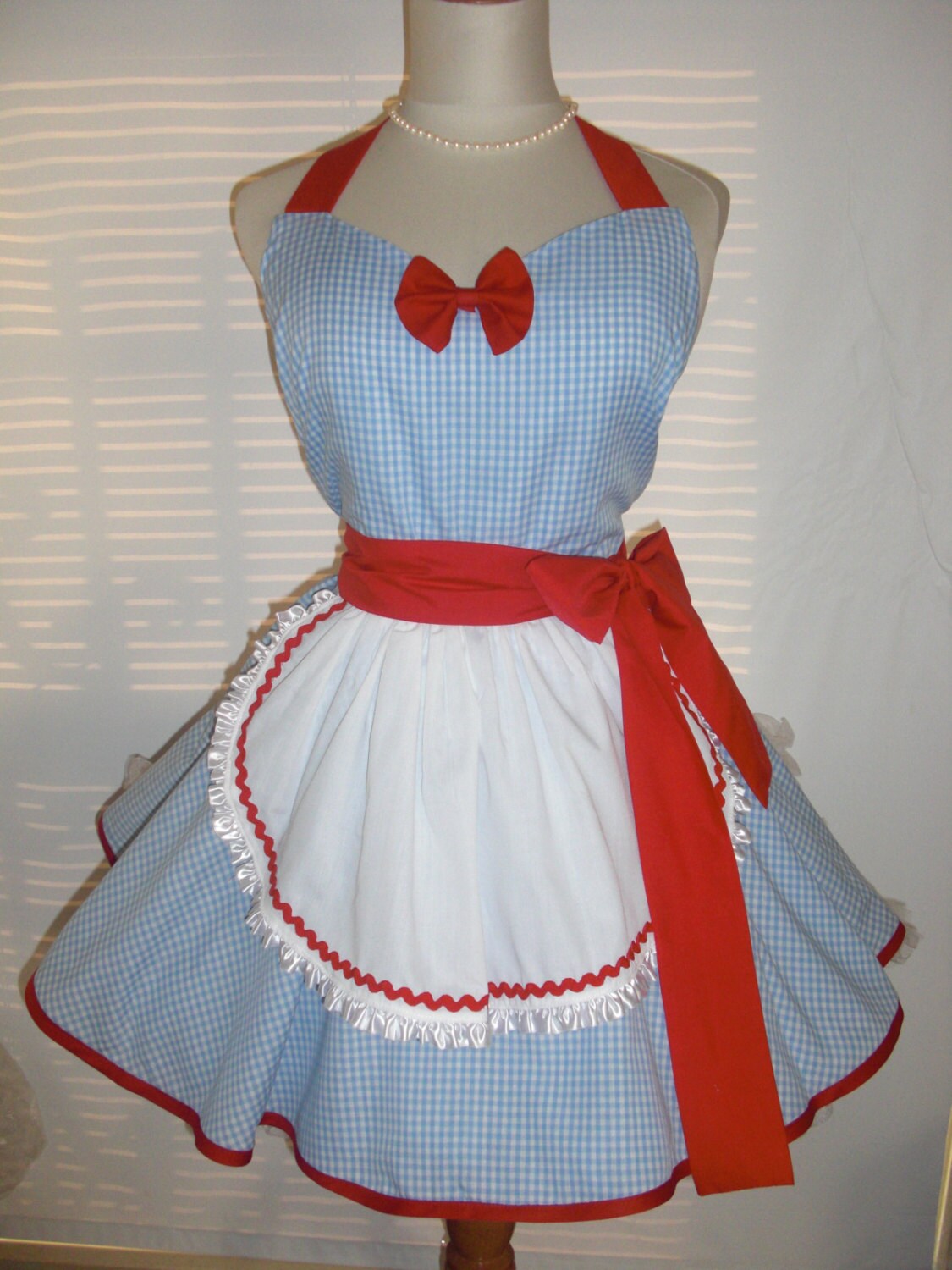 Retro French Maid Apron Blue and White by ArtsyCraftsyBoutique