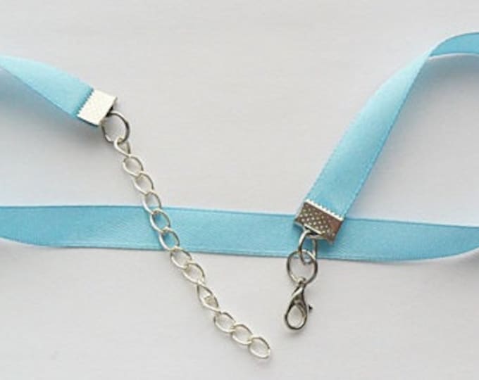 Baby blue satin and lace choker necklace set pick your neck size