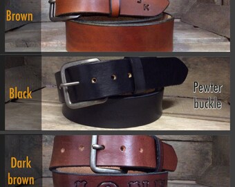 Great Father's Day Gift! Genuine Cowhide Plain Leather belt great for that everyday use. Can be personalized too!