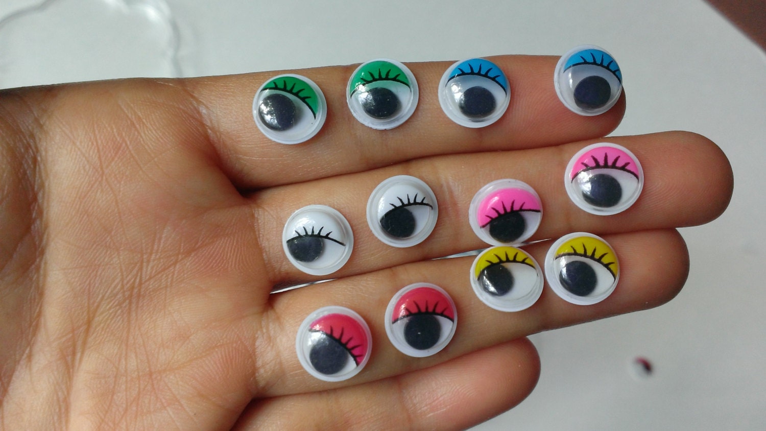 New 10mm Mix Color Eyelashes Wiggly Wobbly Googly Eyes