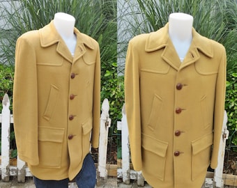Vintage Pendleton wool coat,mens vintage winter coat,camel color wool pendleton mens coat, size large mens pendleton coat,mens car coat