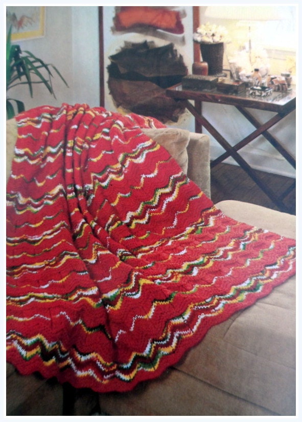 Wave Ripple Knit Afghan Pattern Adult Throw Lap Blanket