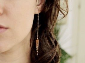 Rose Gold Earrings. Hammered Spikes. Simple. Triangle. Dangle Earrings. Gold filled.