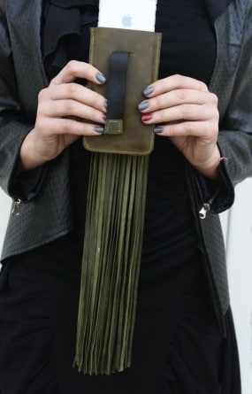 Iphone 5/6 Phone Case / Green Leather Phone Case / Iphone 6 Plus Case / Fringed Phone Case