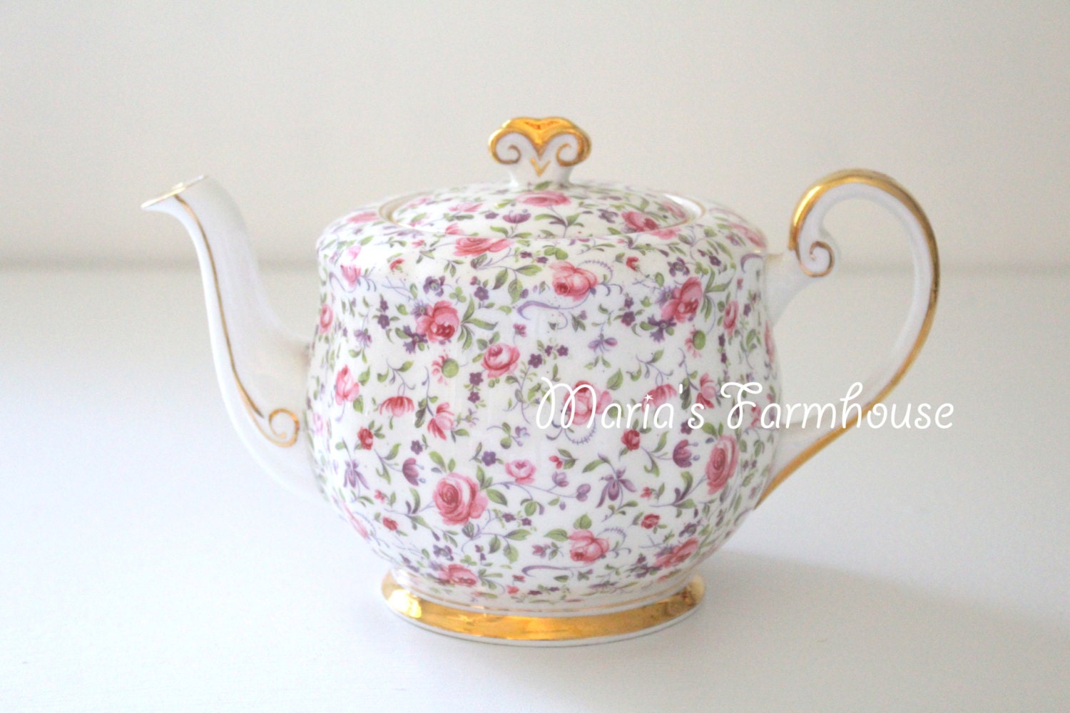 Rare Antique English Bone China 6 Cup Teapot by MariasFarmhouse