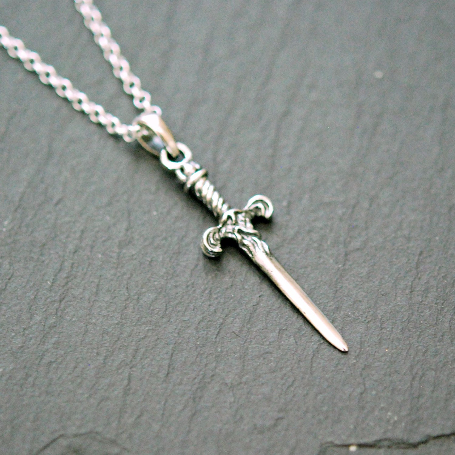 Sword necklace sterling silver sword pendant dagger knife