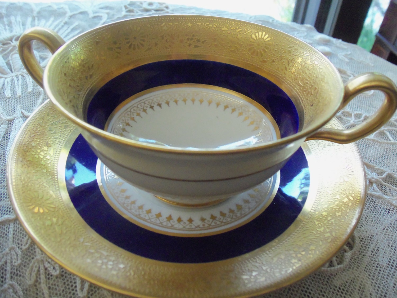 Soup Bowls2Antique Spode Cream Soup Bowls With Handles