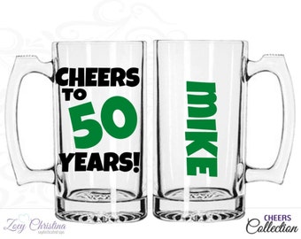 Cheers to 50 years - 50th birthday gift for men - 50th birthday men- Beer mug - 50th birthday gift ideas - 50th anniversary gifts