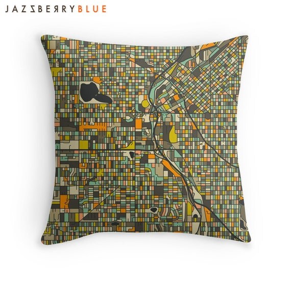 DENVER MAP Throw pillow for your modern home by JazzberryBlue