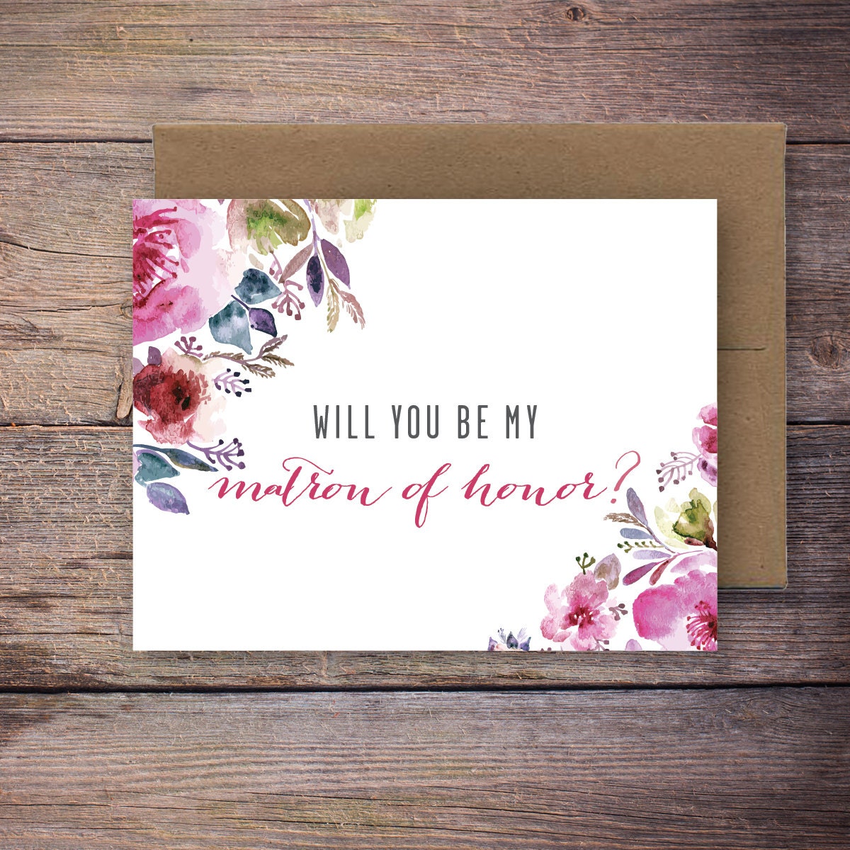 Printable Will You Be My Matron of Honor Card Instant