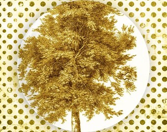 tree, misted yellow melamine plate