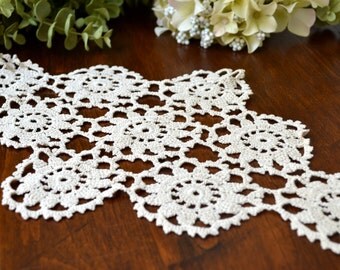 Vintage Ecru Hand Crochet Lace Doilie 3413