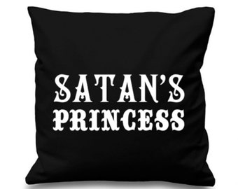 Goth Pillow Gift, Satan's Princess, Pagan Cushion, Gothic Pillow Cover, Goth Gift, Black Pillow Cover, Black Cushion Cover, Satan, Devil