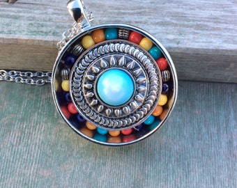 Circle Tribal Necklace/Southwestern/Aztec/Colorful