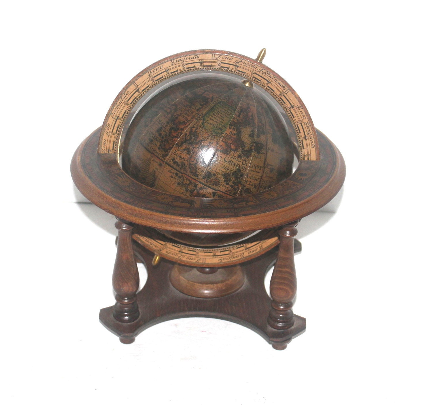 Vintage Italian Old World Globe and Stand, Home Decor, Office Desk