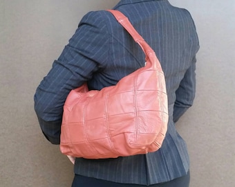 Leather Purse, Coral Pink Hobo Bag, Casual Everyday Medium Shoulder Handbag, Fashion Bags, Rosses