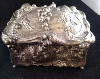 Antique Jenning Brothers Jewelry Casket, Turn of the Century, Shows some wear