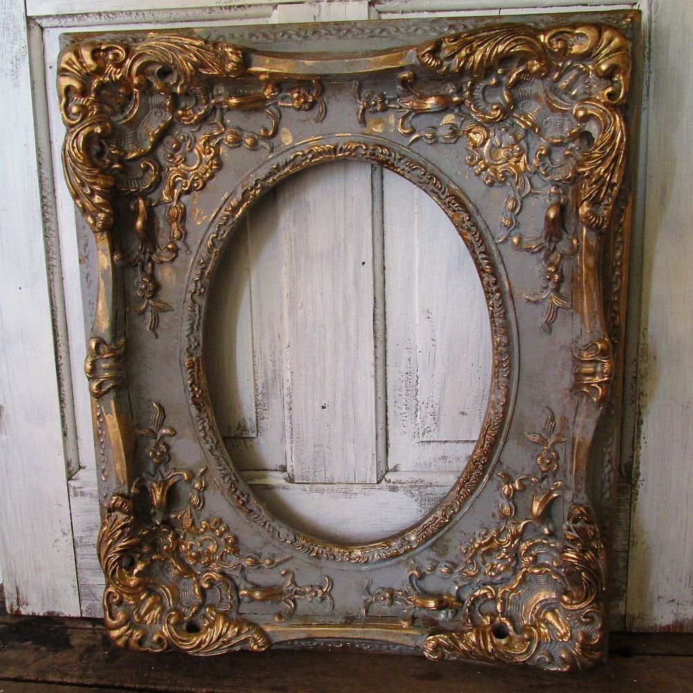 Large ornate picture frame wood w/ gesso antique French