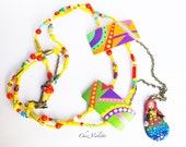 Sleeping beauty necklace / Cute Kawaii polymer clay pendant / Fairy Kei / Sweet lolita / Multicolor jewlery Sleeping beauty necklace / Cute Kawaii polymer clay pendant / Fairy Kei / Sweet lolita / Multicolor jewlery
