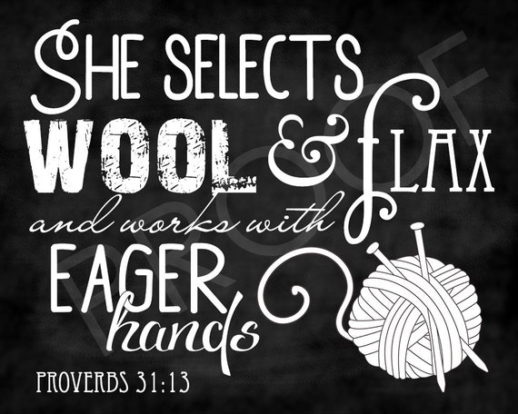Scripture Art Proverbs 31:13 Chalkboard Style