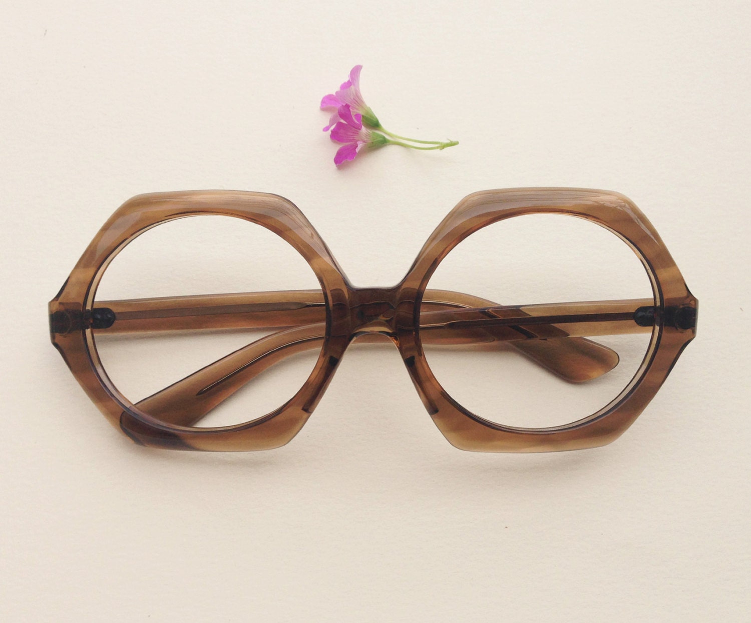 60s Oversize Eyeglasses Huge Bug Tortoise Brown Frames 1960s Mod Eyewear Glasses Deadstock