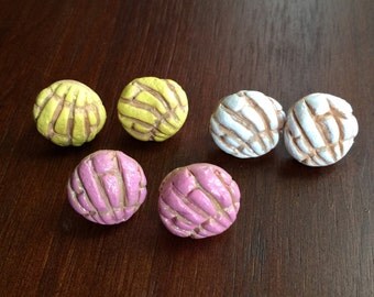 Concha Pan Dulce Mexican Bread 3 Pack Stud Earrings 3 colors
