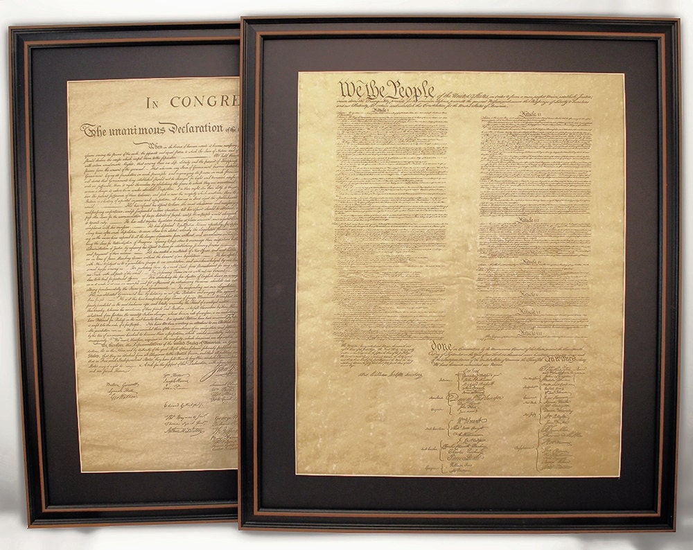 Poster Size Framed Constitution and Declaration of