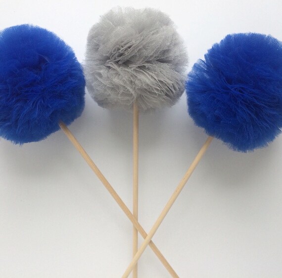 pom pink hot pom garland Blue Pom Pom any Graduation Royal Silver, Wand, High and Centerpiece