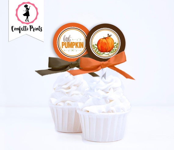 LITTLE PUMPKIN Baby Shower Cupcake Toppers | Fall Baby Shower | Pumpkin Birthday Party | Lil Pumpkin | Little Pumpkin Party | Printable Il_570xn