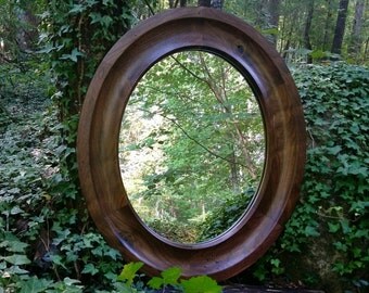 Solid Walnut Oval Mirror, Oval Mirror, Wood Framed Oval Mirror