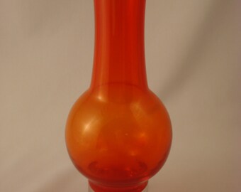 Riihimäen Lasi Oy art glass, Riihimaki vase, Tamara Aladin, orange