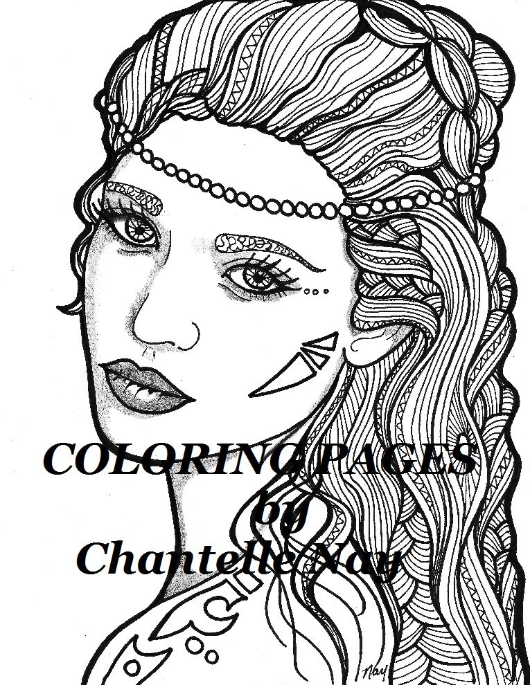 Coloring page woman face adult coloring picture zentangle