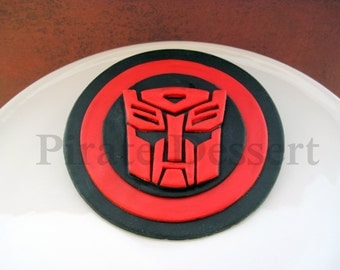 Edible TRANSFORMERS Cake Topper - AUTOBOTS LOGO - Autobots cake Topper - Optimus Prime - Transformers Cake - Fondant cake topper (1 piece)