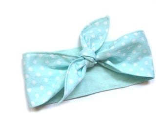 Rockabilly Head band head scarf mint Polka dots retro 50s