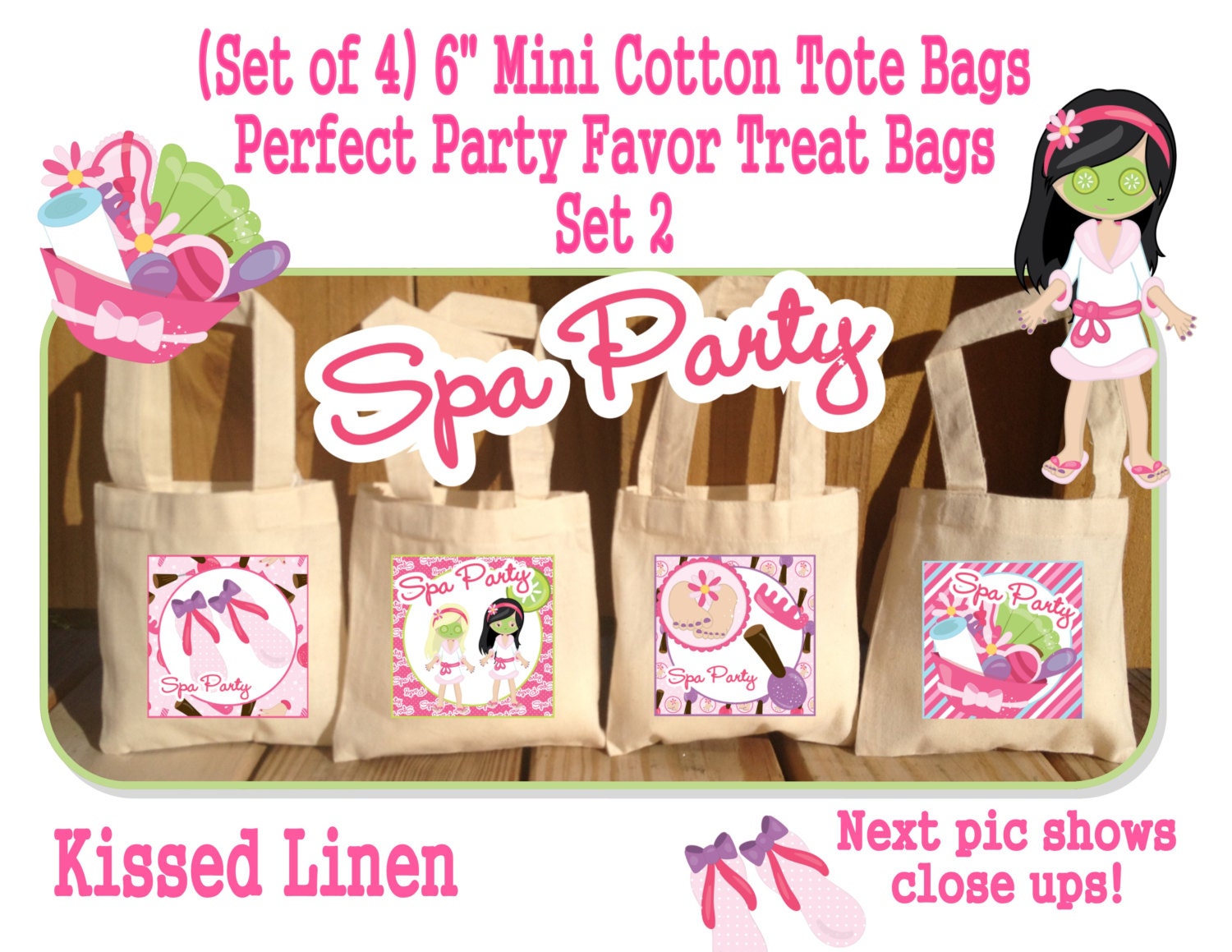 Spa Party Treat Favor Gift Bags Mini 6x6 Natural