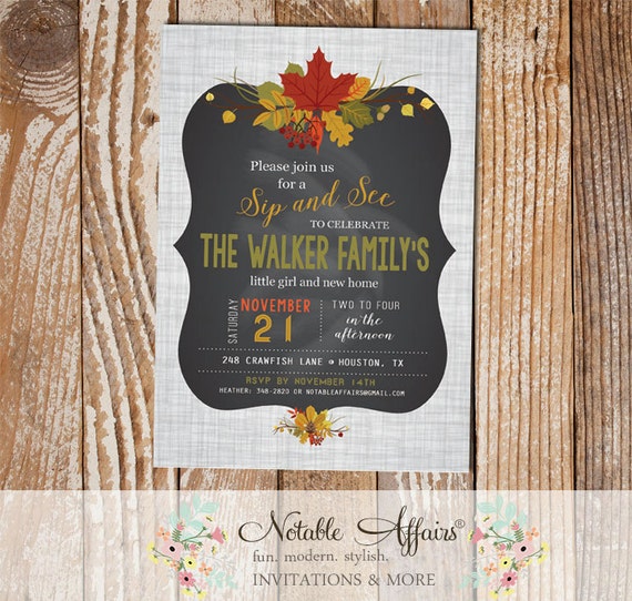 Autumn Fall New Home and New Baby invitation announcement 