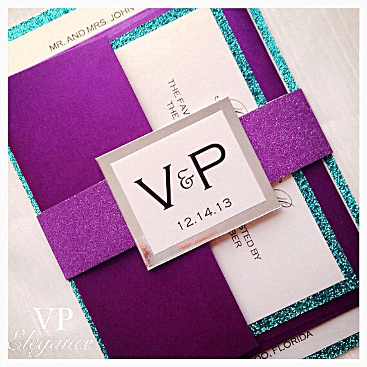 Purple And Teal Wedding Invitations 4