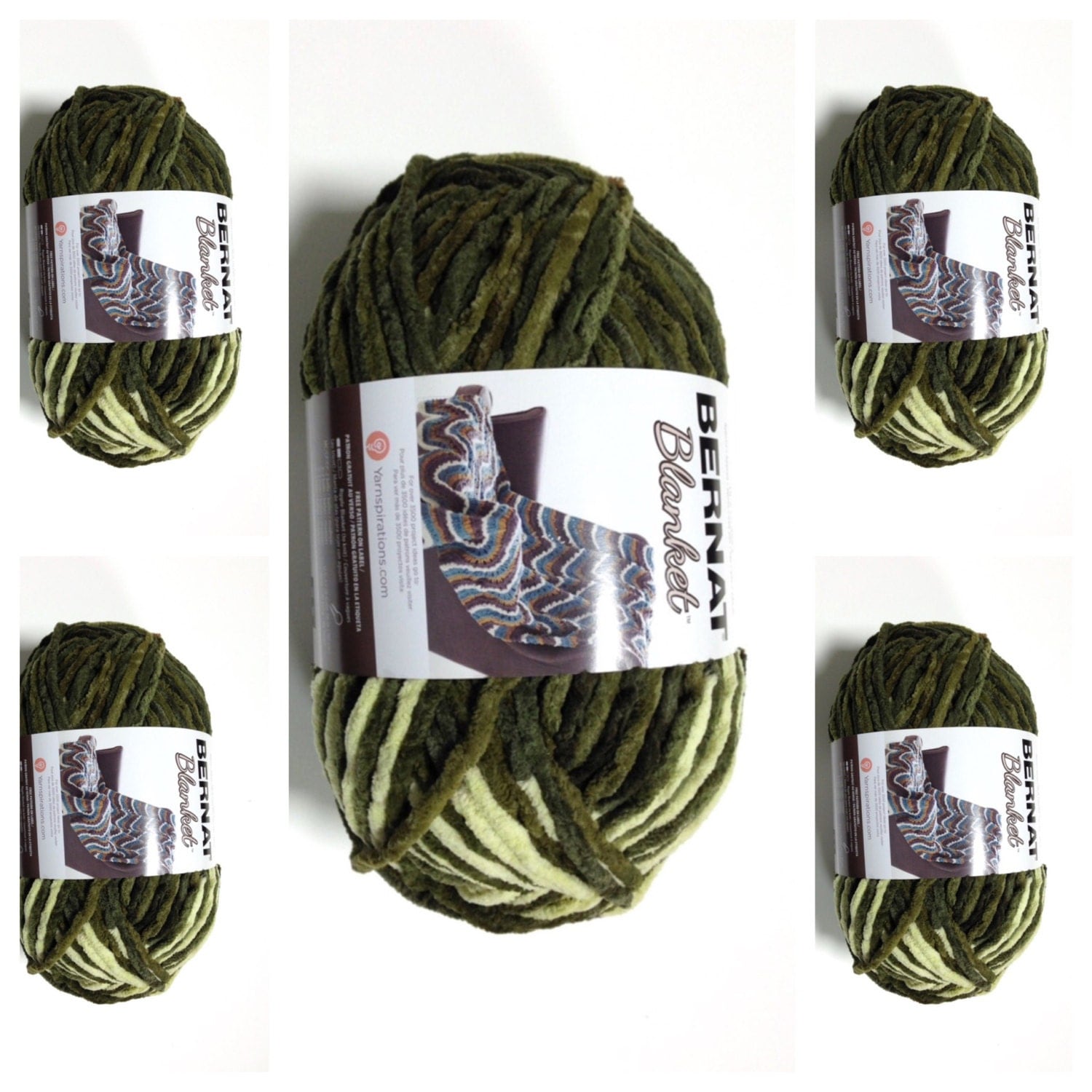 5 Balls Bernat Big Blanket Yarn Gathering Moss Free Priority