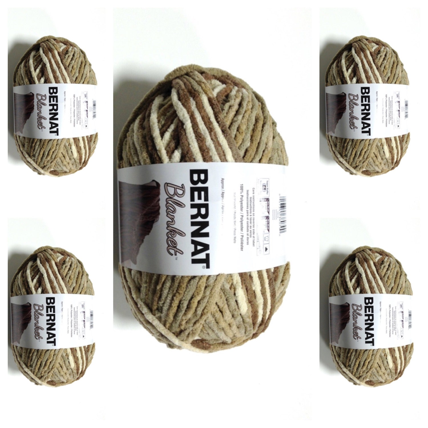 5 Balls Bernat Blanket Yarn in Sonoma Large 300 Gram Skeins