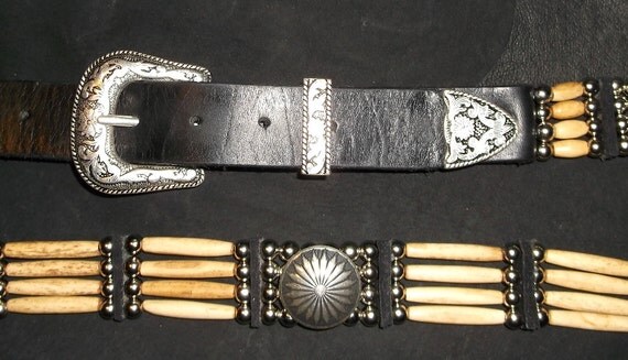 Handmade Hairpipe Belt 4 strand Bone or Horn Hairpipe and