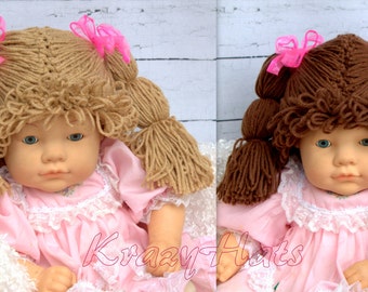 Cabbage Patch Wig/Hat.Crochet cabbage patch hat.